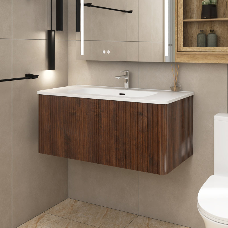 Meuble-lavabo simple 35,8 po avec comptoir en céramique Trunell