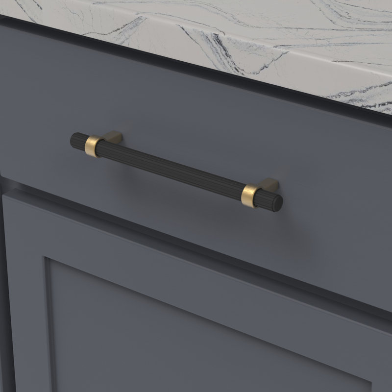 Sinclaire Bar Pull, 6.31, Matte Black/Brushed Golden Brass, 0.75