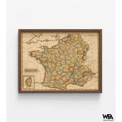 France 1817, carte française, carte antique de France, art mural de classe française, impression de carte de France, carte de campagne européenne