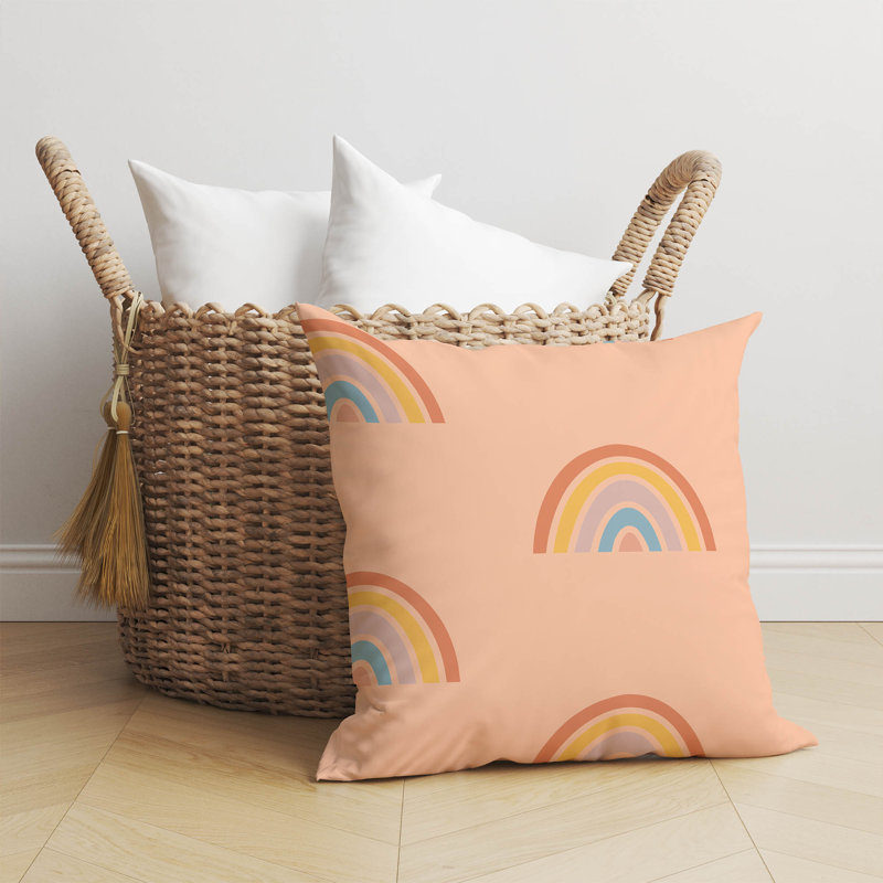Coussin Plain Bows Match, H 20 po x l 20 po, Pêche multicolore