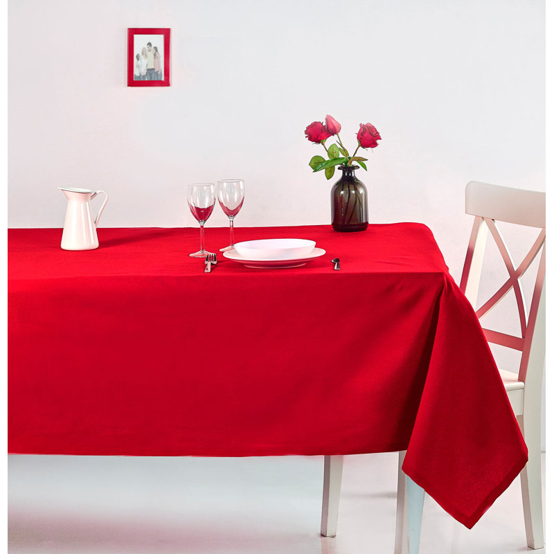 Elegant Red Tablecloth, 65% Cotton / 35% Polyester, 67.0 x 98.4 inches | No Ironing Needed, Easy Clean, Machine Washable | Perfect for Dining Room & Special Occasions, Durable & Stylish Design