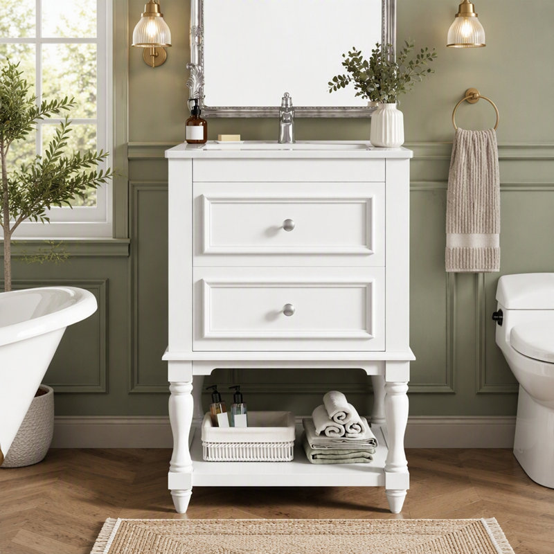 Meuble-lavabo 24 po avec lavabo supérieur, White