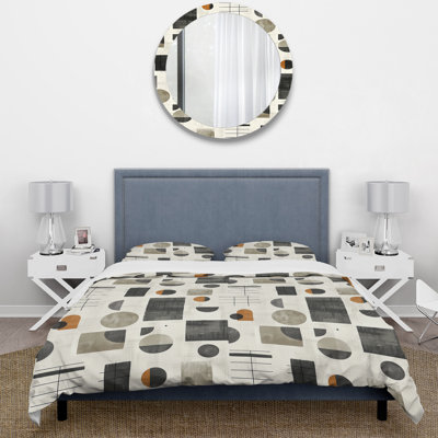 Ensemble de housse de couette gris beige Midcentury Shapes - Midcentury