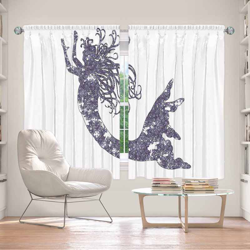 Paire de rideaux obscurcissant en polyester Rossy, L 56 po x L 78 po, Pervenche / blanc