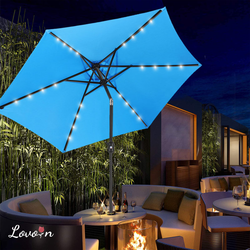 Parasol de marché lumineux Boxwell, Bleu ciel, H 98,4 po x l 90 po x P 90 po