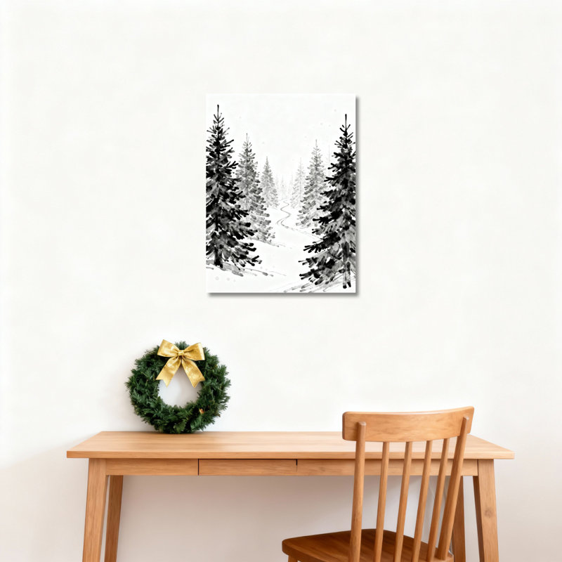 Hiver, pin, forêt, paysage, toile tendue, reproduction d'art sur toile, ensemble de 1, H 24 po x l 36 po