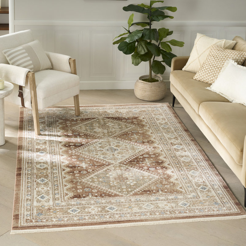 Tapis d'intérieur vintage Pardis 160 x 213 cm (5 pi 3 po x 7 pi) couleur rouille, Rectangle 5 pi 3 po x 7 pi