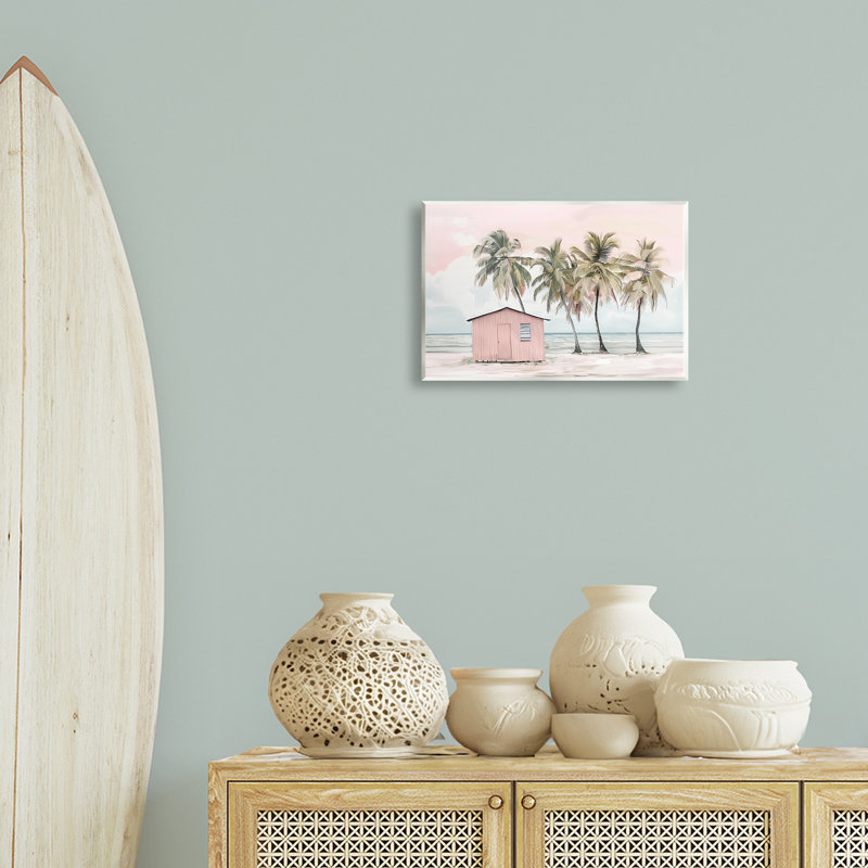  «Pink Beach Hut & Palms» par Arlington Prints, H 10 po x l 15 po