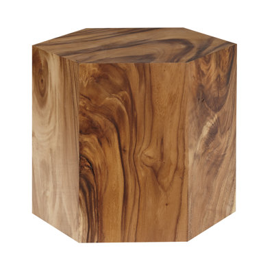 Honey Comb Solid Wood Block End Table