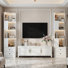 2PCS, 4-Tier L Shaped Corner Bookcase With 2 Drawers, 69" Freestanding Corner Bookshelf With Led Lights