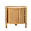 Table basse ronde 19,7 pouces avec plateau rotatif, décor en rotin et rangement caché, brun chaud
