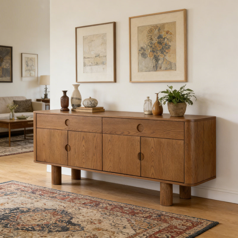 Multi-functional minimalist wooden sideboard
