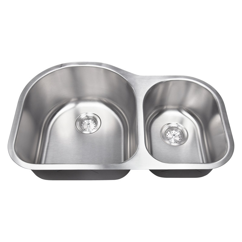 SleekSteel 31 in. x 20 in. 18 Gauge Stainless Steel Undermount 60/40 Double Bowl Kitchen Sink