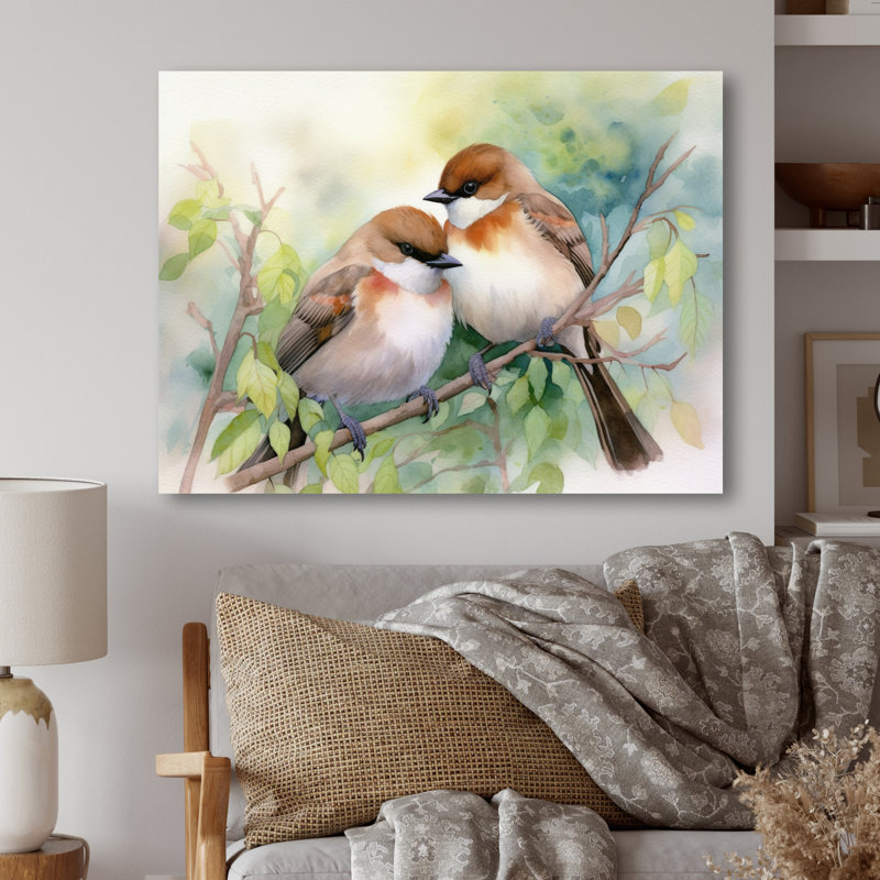 Oiseaux du printemps III - animaux, art mural en métal, H 16 po x l 32 po x P 1 po