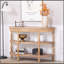 Console en bois fabriquée à la main avec garniture tissée à la main, tablettes de rangement à 3 niveaux, table d'entrée ovale avec pieds sculptés, table d'appoint rustique Coastal Farmhouse, table de canapé d'entrée de 49 po