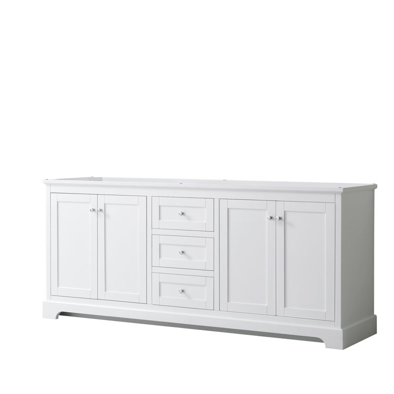 Base de meuble-lavabo double 79 po Avery seulement, Blanc / chrome poli