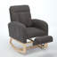 Modern Accent Rocking Chair with Solid Wood Legs, Comfy Upholstered Nursery Glider, High Backrest and Side Pocket-2102772395