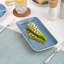 Assiette rectangulaire en porcelaine de qualité supérieure Twister-Blue | Va au micro-ondes et au lave-vaisselle-1499061300