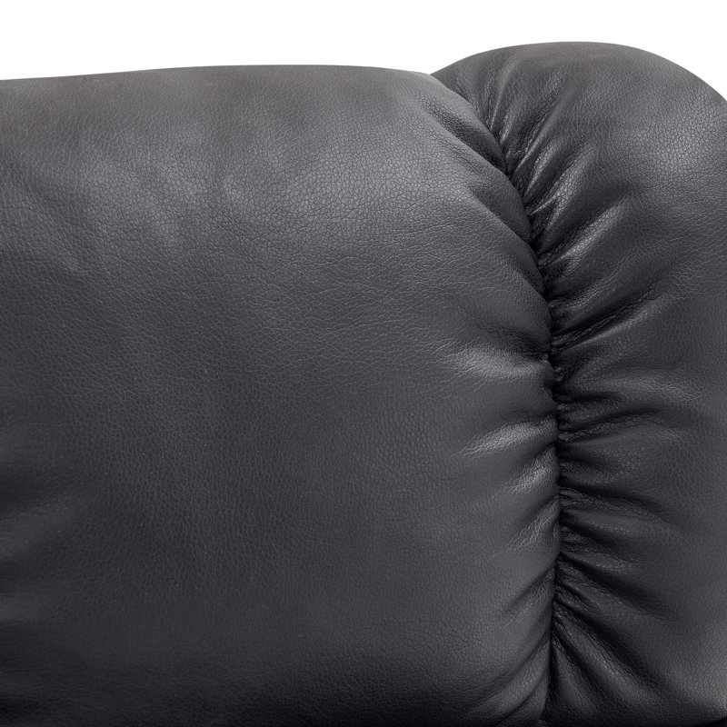 Swivel Recliners with Ottoman, Reclining TV Chairs with Vibration, Faux Leather Lounge Chair, Black Faux Leather