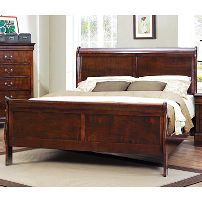 Louis Philippe Style 1Pc Queen Size Sleigh Bed Traditional Design -  Red Barrel StudioÂ®, 31DA53303D684988AD654EA490136E39