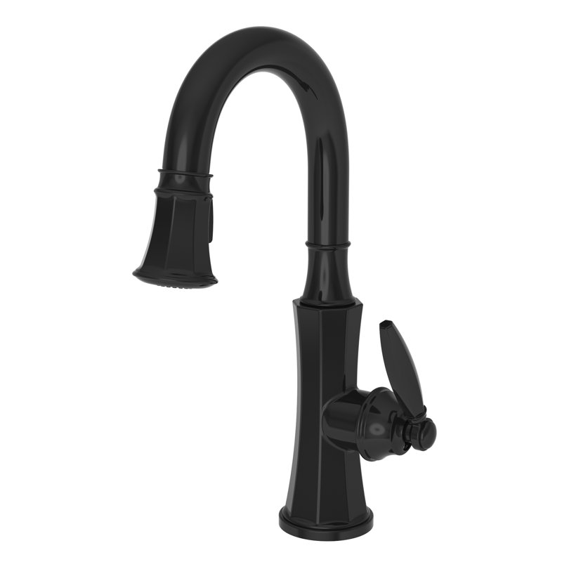 Metropole Single Handle Pull Down Bar Faucet, Gloss Black