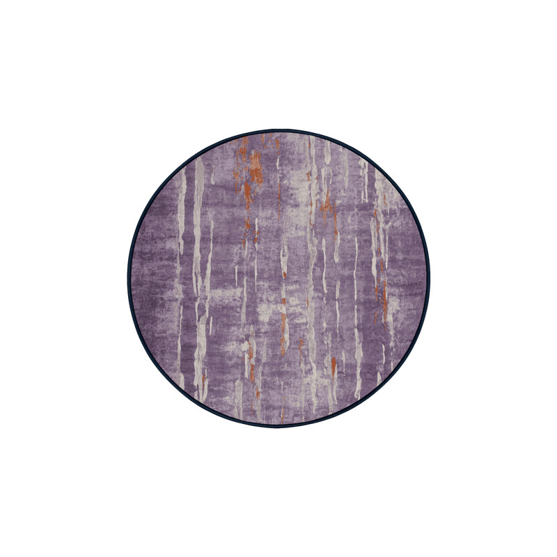 Machine Washable Purple Area Rug, Round 4'