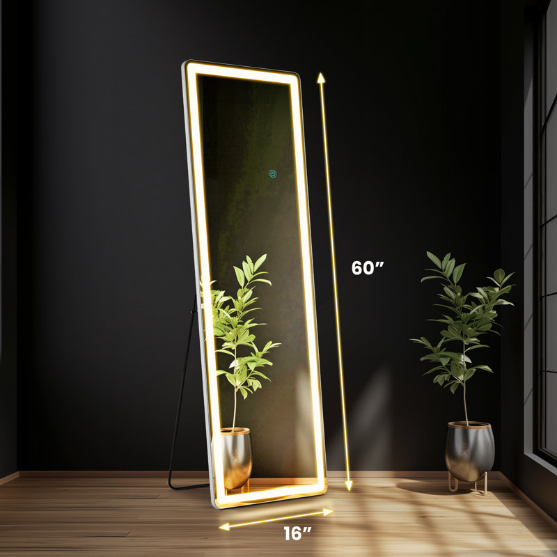 Miroir de plancher rectangulaire en métal Hameed, 60 po x 16 po