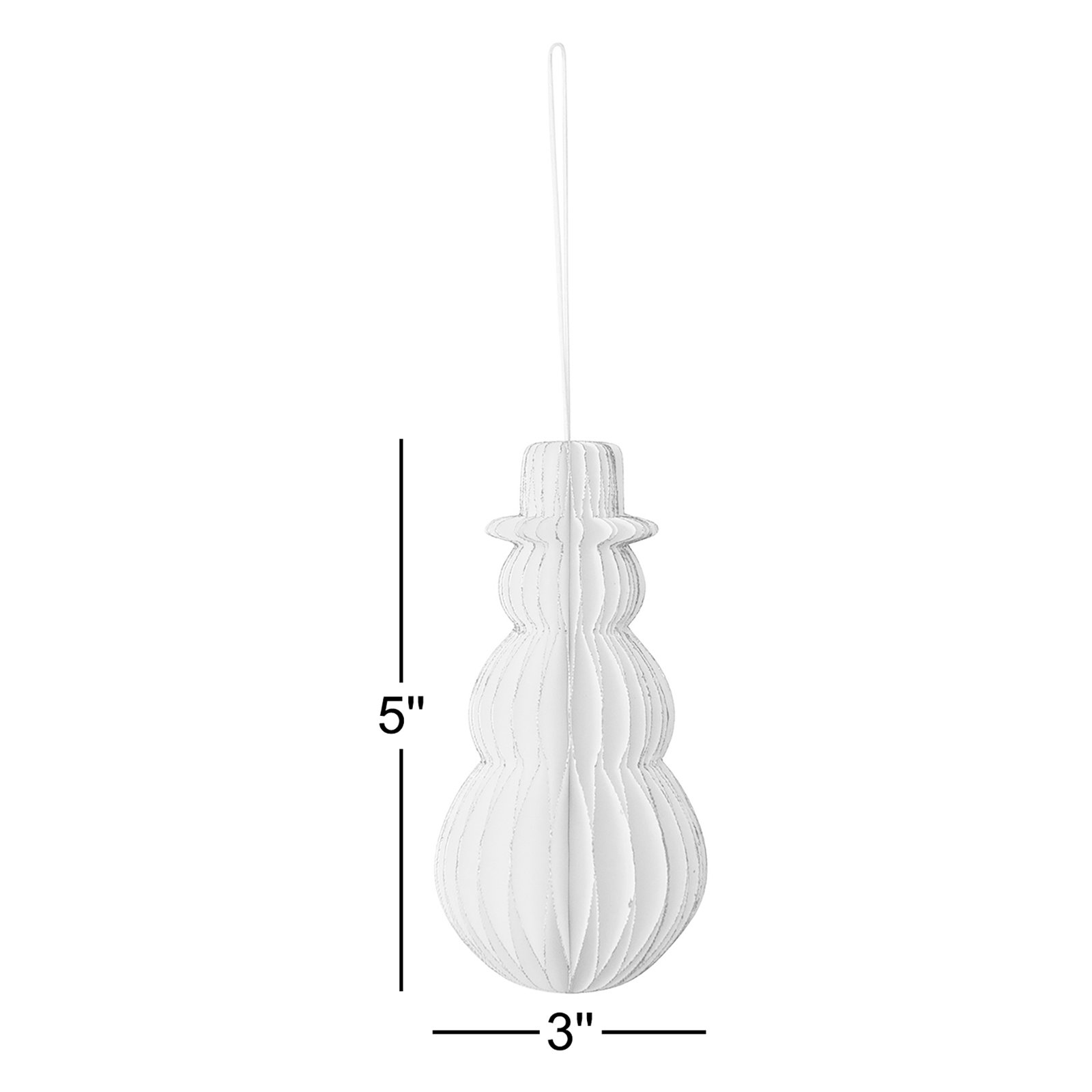 Paper Folding Honeycomb Snowman Ornament With Gold Glitter Edge, Cream Color