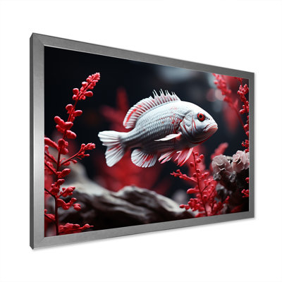 " Monochrome Red And Gray Fish Dance I "