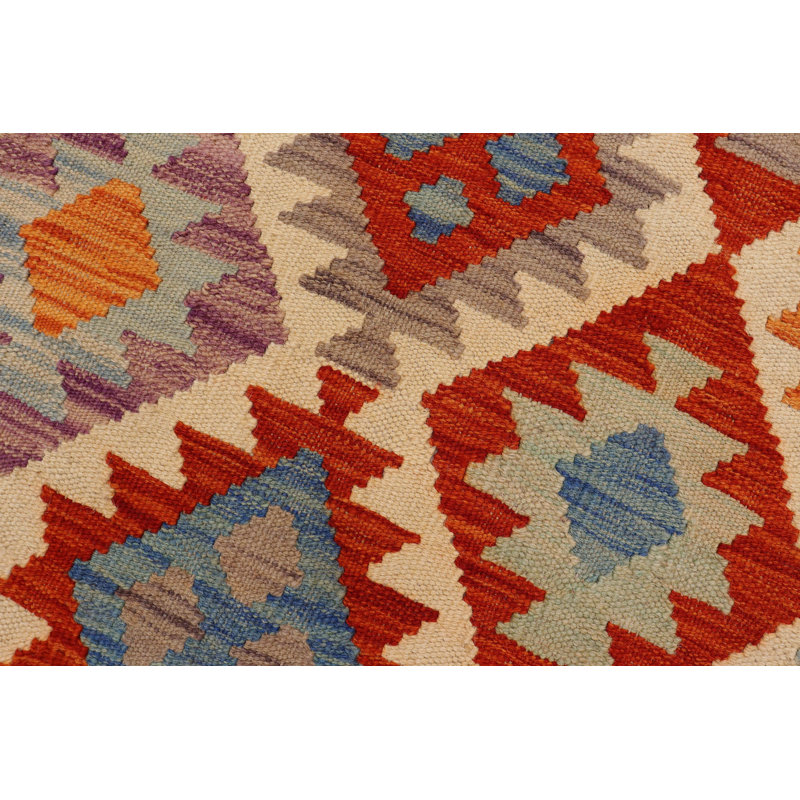 One-of-a-Kind Hand-Knotted New Age 5'0'' X 6'5'' Wool Area Rug in Rust/Blue/Beige/ Grey