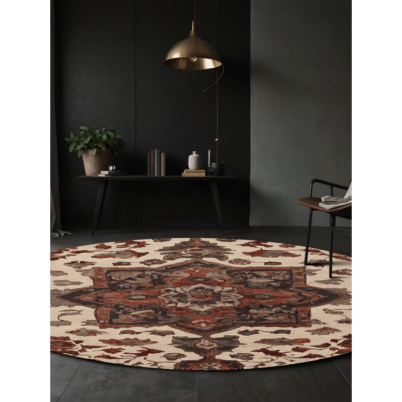 Machine Washable Black Area Rug, Round 7'