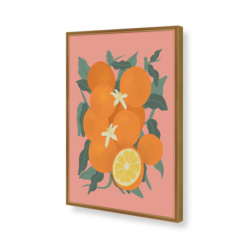 «Fruit Harvest 01 Oranges» par Garima Dhawan, reproduction d'art sur toile, H 16 po x l 12 po, Doré