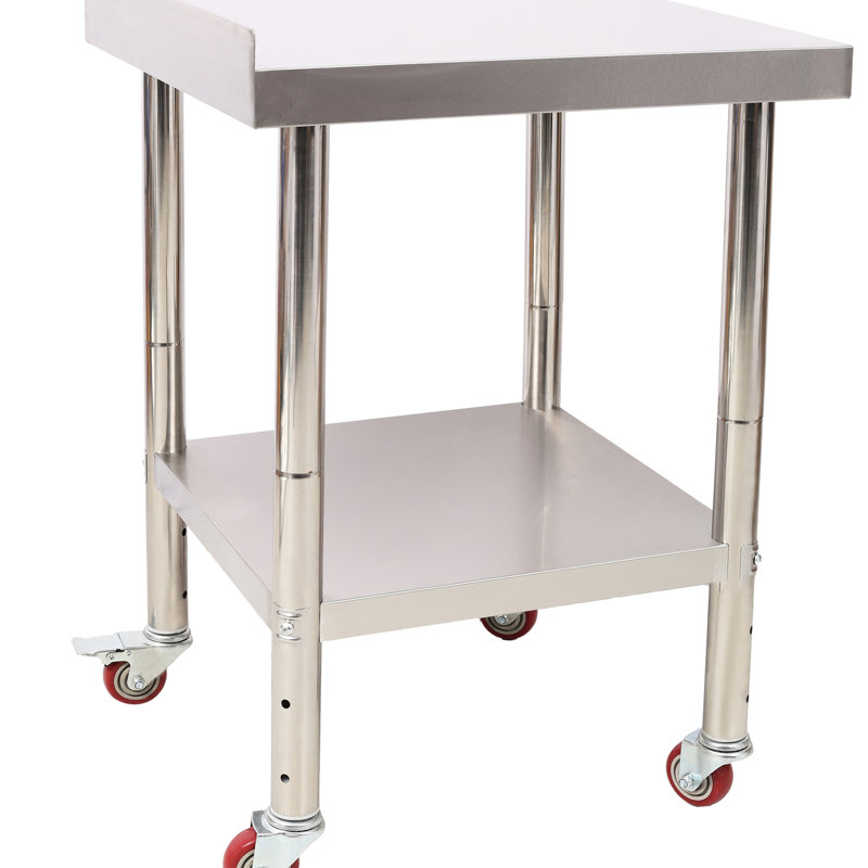 Table de préparation robuste en acier inoxydable 24 x 35 1/2 po avec dosseret, tablette réglable et 4 pour la cuisine, etc.