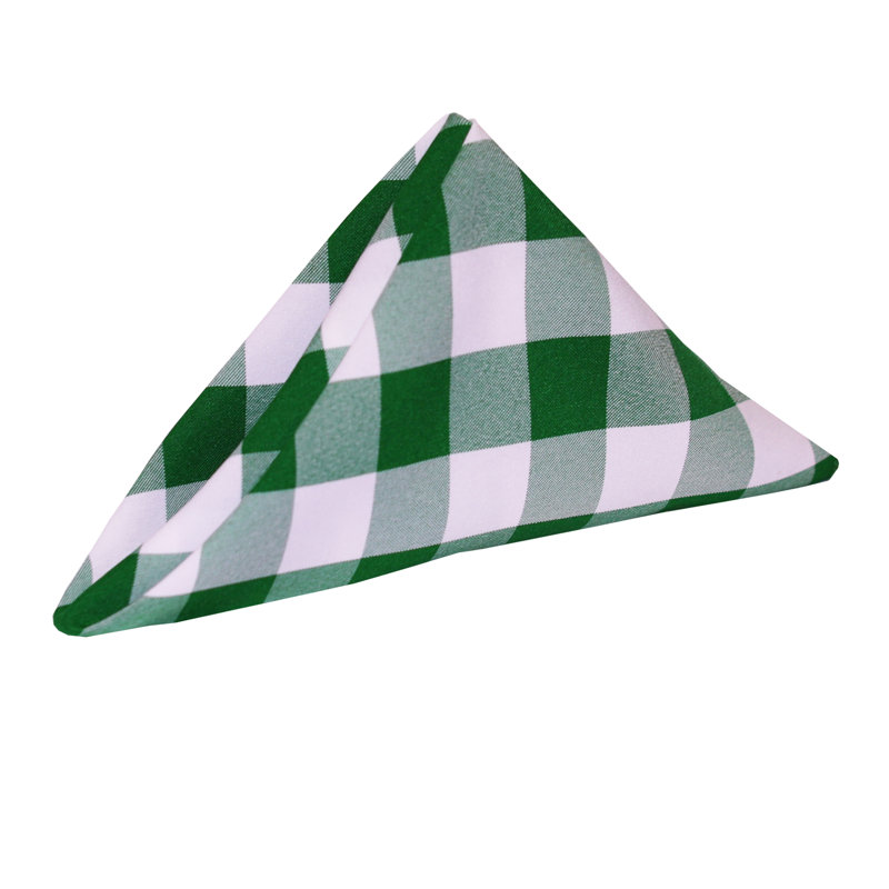Polyester Gingham Square Napkin, Moss/White, 20" W x 20" L