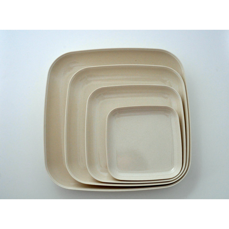 Eco Bamboo Square Dinner & Serving Plates, White