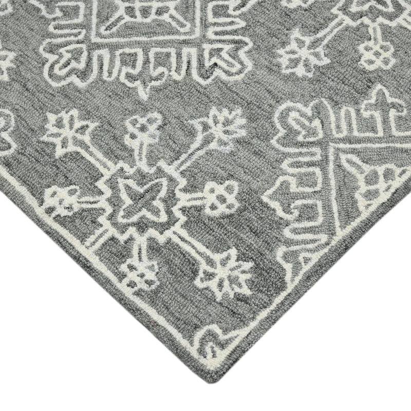 Laurent Transitional Geometric Natural Wool Area Rug, Rectangle 8' x 11'