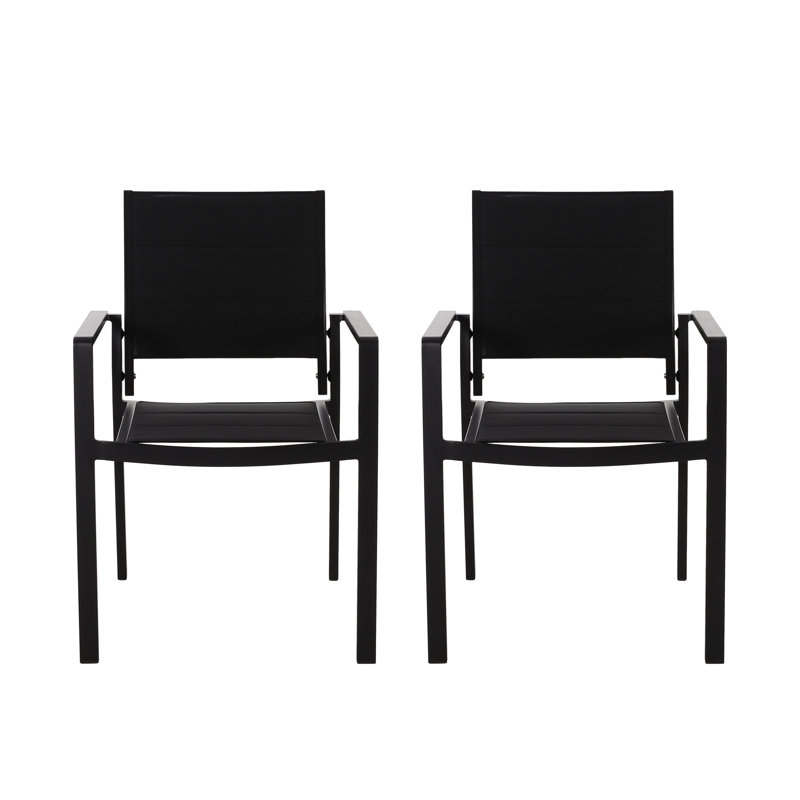 Chaise de salle à manger moderne noire en aluminium