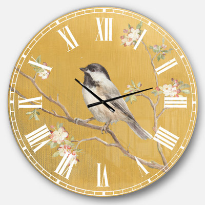 Horloge murale ferme Gold Bird on Blossoms IV