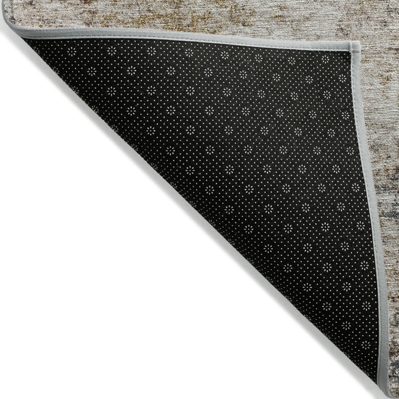 Tapis extérieur lavable abstrait bleu ivoire et cuivre 3 pi x 5 pi