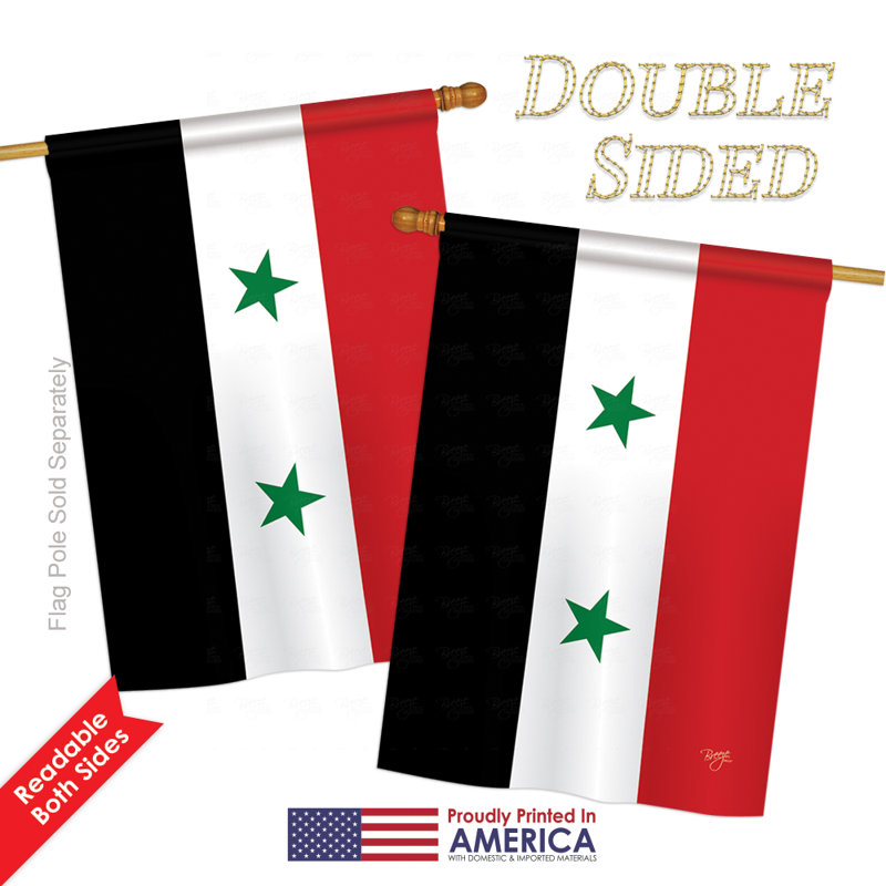 Drapeau maison en polyester 2 côtés syrie, H 18,5 po x l 13 po
