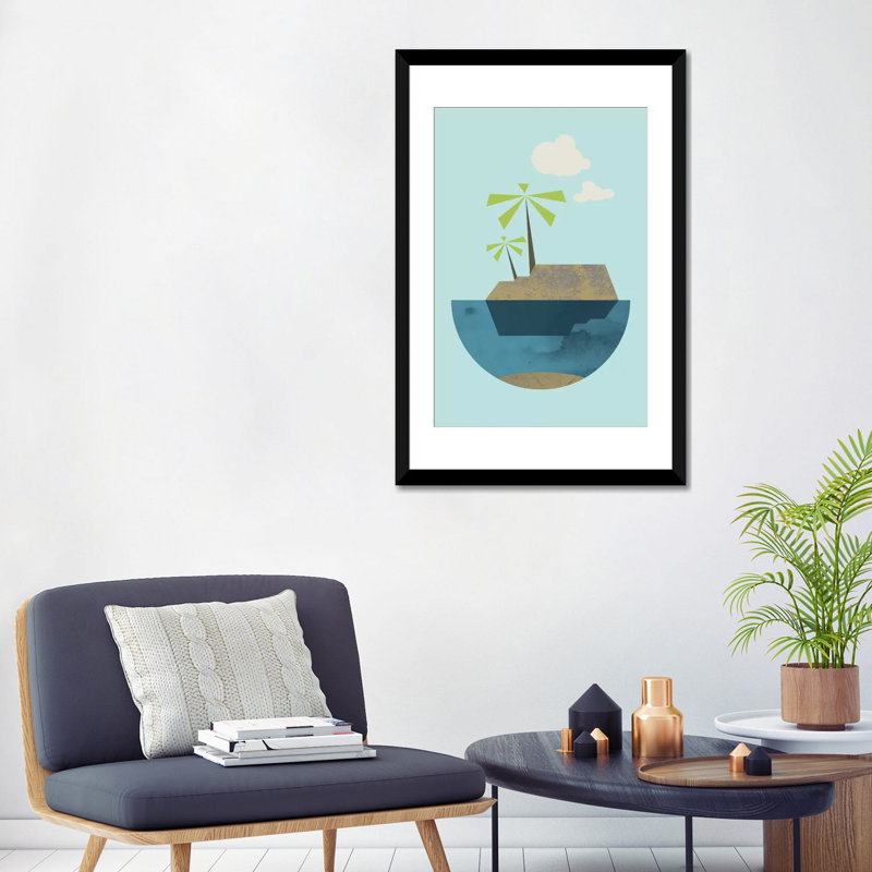 « island », impression sur toile tendue, Papier d'art encadré noir, Blanc, H 32 po x l 24 po x P 1 po