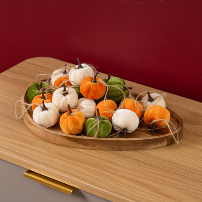 24pc Hanging Velvet Pumpkins Greens 