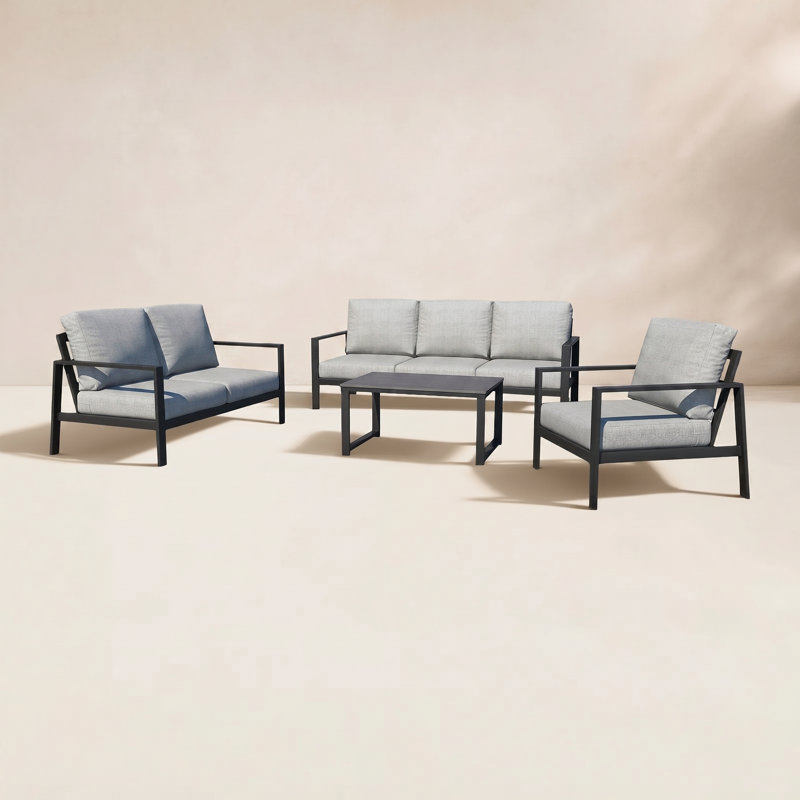 Townsend Sofa Seating Group with Sunbrella® Cushions, Canvas Granite Sunbrella® Canvas, Gray