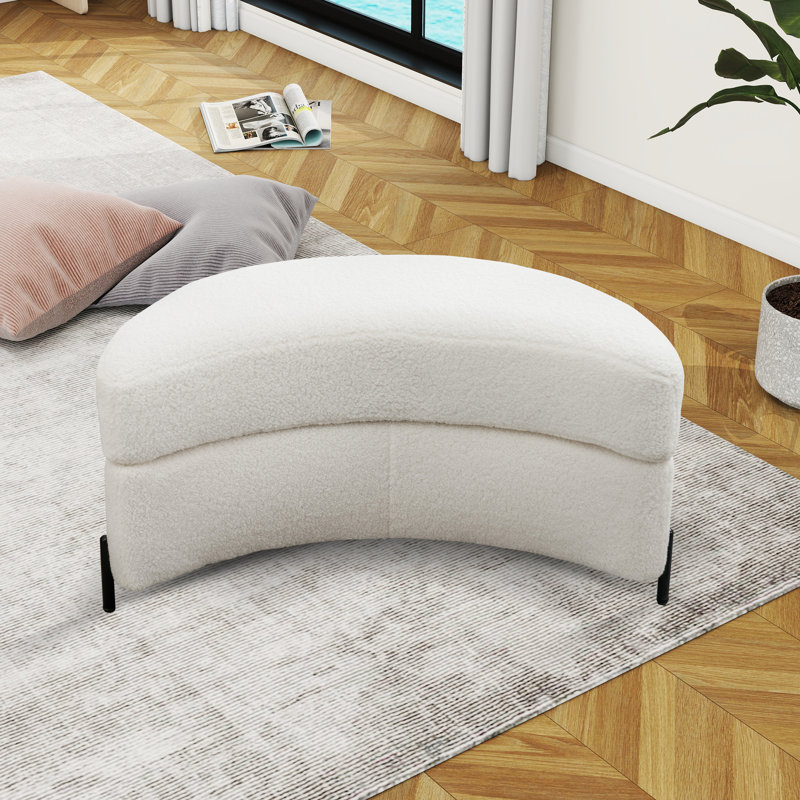 Achorn Upholstered Ottoman, Ivory Teddy
