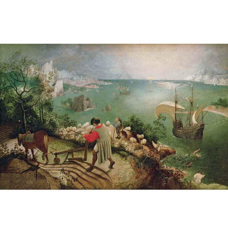 Paysage avec la chute d'Icarus, affiche brillante, H 15 po x l 24 po