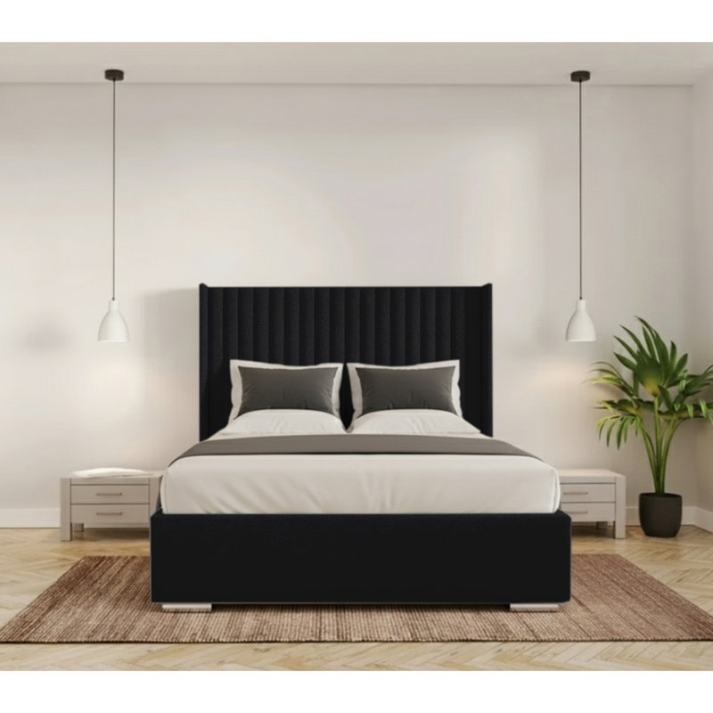 Chanteria Upholstered Bed, Black, Double (4'6)