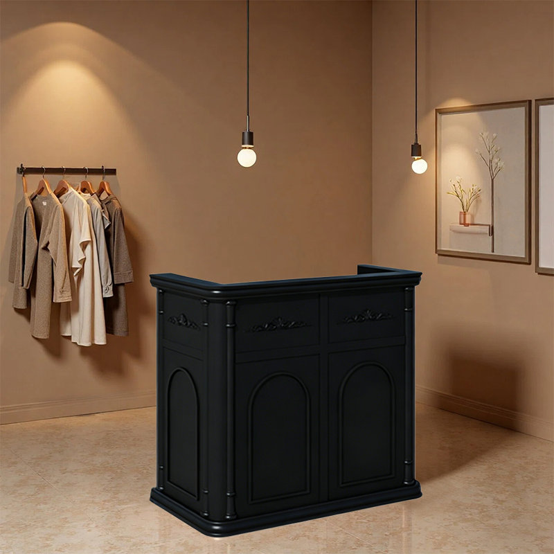 Bureau de réception rétro de haute qualité - comptoir élégant pour salon, boutique ou magasin de détail, Black