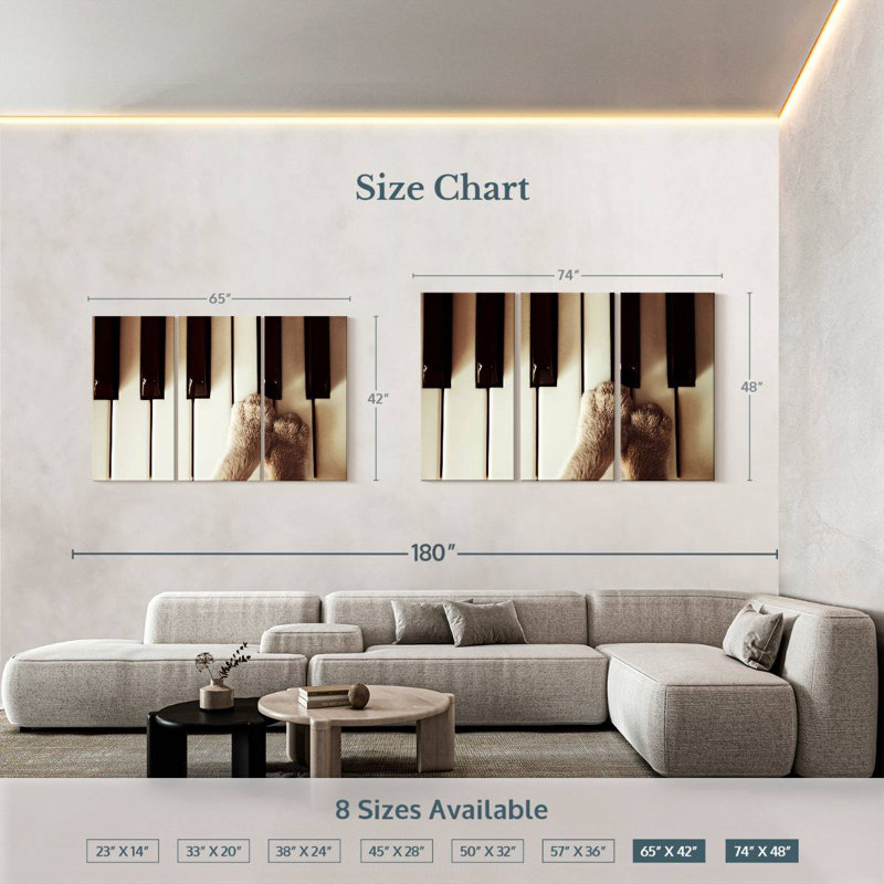 Abarca Paws On Piano, 42" H x 65" W