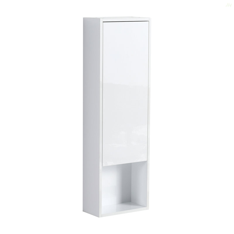 Armoire murale de salle de bain 12 po, portes à fermeture douce, conception à fixation flottante, blanc brillant (emballage KD)