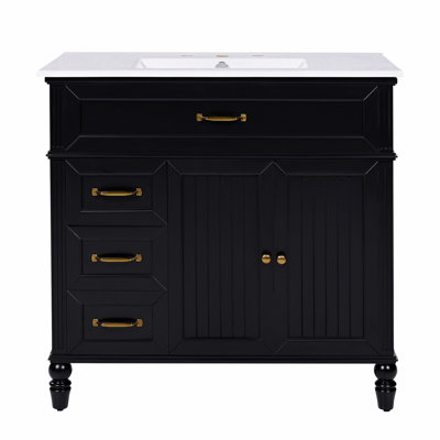 Armoire de meuble-lavabo 36 po avec tiroirs, structure solide et panneau de fibres à densité moyenne 36 po